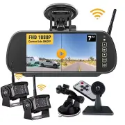 2 Wireless Backup Camera 7" Quad Mirror Monitor DVR for Truck Caravan Reversing