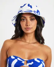 Charlie Swirl Bucket Hat in Blue/White