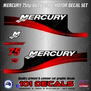 Decal sticker set for MERCURY 75hp marine outboard motor engine cowling - red