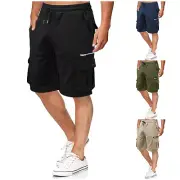 Fashion Men's Cargo Shorts Casual Drawstring Fit Solid Lightweight Hiking Shorts