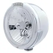 Universal - Peterbilt Stainless Half Moon Headlamp With Classic Style Bezel And