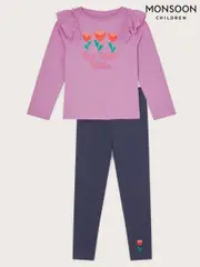 Monsoon Purple You Grow Girl Top and Leggings Set (F91867) | $65 - $74