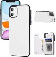 iPhone 11 Wallet Case with Card Holder,Premium PU Leather Kickstand Card Slots Case with a Free Screan Protector,Double Magnetic Clasp and Durable Shockproof Cover for iPhone11(6.1")-White