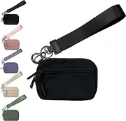 [Generic] Wallet 2nd Gen RFID With Chapstick Holder, Zippered Card Case With ID Window/Hand Strap, The Pouch Wristlet (Black)