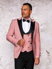 NWT 50R ROSE GOLD MENS SUIT, TAILOR FIT, 2 SIDE VENT, FLAT FRONT PANTS,