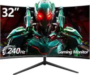 Gawfolk 32 Inch Curved Gaming Monitor 240Hz PC Screen Full HD 1080P, Frameless 1