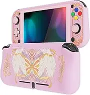PlayVital ZealProtect Protective Case for Nintendo Switch Lite, Hard Shell Ergonomic Grip Cover for Switch Lite w/Screen Protector & Thumb Grip Caps & Button Caps - Magic Wings
