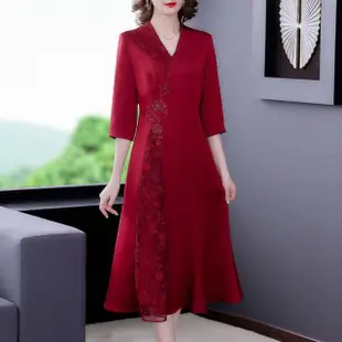 【Very Buy 非常勸敗】喜婆婆婚宴裝禮服2023夏季媽媽裝時尚氣質高貴優雅紅色洋裝