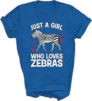 [TiQi] Cool Just A Girl Love Zebra Zookeeper Zoo Animal African Gift Unisex T-Shirt Women Men Shirt (Royal;M)