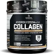 SASCHA FITNESS Hydrolyzed Multi Collagen Peptides Tipes 1,2 & 3 |Hyaluronic Acid|Biotin |Cynatine HSN|Vitamin C & E |for Hairs, Skin & Bone Support|Caramel Macchiato, 17.90 Ounce