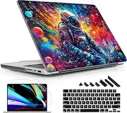 Lepeoac for MacBook Pro 14 Inch 2023 2022 2021 Release M3 A2918 A2992 M2 A2779 M1 A2442 Pro/Max Chip, Plastic Hard Shell Case with Keyboard Cover & Screen Protector - Colorful Astronaut