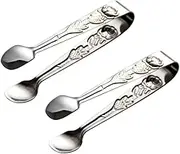 ULTECHNOVO Restaurant Grade 2pcs Stainless Steel Food Tongs Ice Cube Clip for Cooking