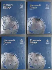 Set of 4 - Whitman Mercury Roosevelt Dime Coin Folders Number 1-4 1916-2025 Book