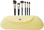 Silicone Makeup Brush Holder Makeup Bag Cosmetic Travel Bag Waterproof Make up Organizer Portable Brushes Case Toiletry Pouch Anti-Fall Out Magnetic Closure Purse Bag (Yellow)