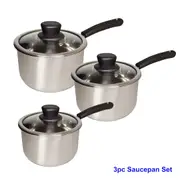 3pc18/8 Stainless Steel Saucepan Set with lid