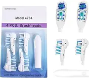 4 Pcs Sensitive Toothbrush Dual Clean Replacements Attachments Brush Heads Refill Accessories Compatible with Oral B 4732 3733 4734 with Rotating Power Toothbrush Heads & Crisscross Bristles