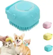 Dog Cat Bath Brush with Soap and Shampoo Dispenser Dog Grooming Massage Pink