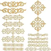 NBEADS 16 Pcs Gold Flower Embroidery Patch, Iron on Patches Sew on Patches Golden Floral Appliques for Wedding Dress Decoration Repair Clothing Backpacks Jeans Caps