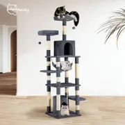 Petzly Cat Tree Tower Scratching Post Scratcher Condo Bed House 180cm Dark Grey