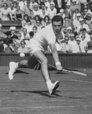 Tennis Player Nicola Pietrangeli Action Against E Buchholz Wimbledon 1956 PHOTO