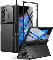 [BERFY] for Samsung Galaxy Z Fold 5 Case with S Pen Holder, [Built-in Screen Protector & Kickstand & Slide Camera Cover] Full Body Heavy Duty Shockproof Slim Hard Phone Case for Samsung Z Fold 5,Black