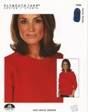 Plymouth Yarn KNITTING PATTERN P506 Galway Chunky Faux Argyle Sweater - Women