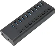 XUMIUZIY 10 Port USB3.0 Docking Station, USB3.0 Hub Fast Transmission Speed Large Current Output Partition Independent Switch, for Notebook PC, Laptop, USB Flash Drives (AU Plug)