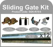 Complete Sliding Gate Hardware Kit for 6m Gate with 78mm recess mounted wheels