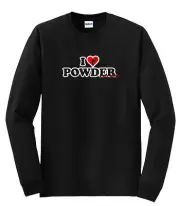 I LOVE POWDER JUST RIDE SNOW SKI SHIRT ATOMIC HEAD KS MARKER ROSSIGNOL DYNASTAR