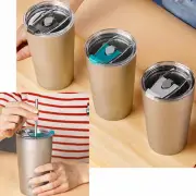 Double-Wall Titanium Drink Water Coffee Beer Tea Cup Mug Tumbler Straw cup 500ML