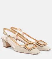 [Roger Vivier] Roger Vivier Belle Vivier embellished slingback pumps AU 10 beige