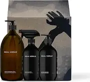 REAL WORLD Home Bundle Gift Set: Dishwashing Liquid, Bench Spray & Hand Wash - Native Koromiko & Zesty White Grapefruit - Restore Sensitive Skin - Made in New Zealand with Natural Ingredients