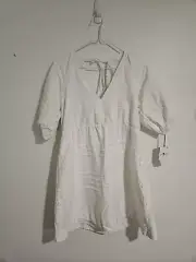 7 For All Mankind Women Sz M Mini Dress Faux Strappy Nwt Peasant Dress