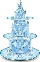 WEEPA 3 Tier Castle Cupcake Stand Snow Theme Cupcake Holder Stand Winter Wonderland Decorations Dessert Tower for Baby Shower Wedding Birthday Party Supplies