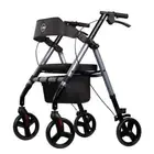Folding Walking Frame 4WF Rollator Walker Elderly Mobility Aid with Padded Seat