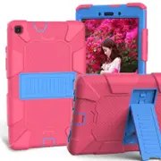 Silicone+PC Case 3-Layer Anti-fall Protective Cover Tablet Stand For Samsung Galaxy Tab A 8 inch T290(2019)-2hotpink blue