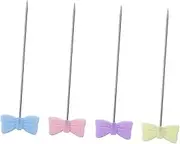 Veemoon 50pcs Box Colorful Flat Bowknot Head Sewing Pins Durable Straight Pins for Crafting DIY Dressmaking and Decoration for College Projects and Ornament Design