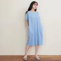 在飛比找momo購物網優惠-【Fantino 凡第諾】MIT有機棉寬袖反折連身裙-共2色
