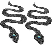 Angoily 2pcs Snake Sequin Embroidery Patch Glitter Rhinestone Applique for Clothing Bags Shoes and Hats Versatile DIY Iron Decor for Stylish Fashion Enhancement