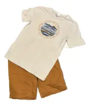 NWT Nordstrom Rack Activist T Shirt Matching Shorts Boy's XL 14/16 White Tan