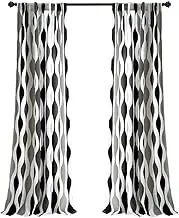 Lush Decor Mid Century Geo Light Filtering Window Curtain Panel Pair, 52" W x 84" L, Black & Gray