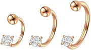 [Niaspi] 3Pcs 18G Surgical Steel CZ Cartilage Earrings C-Shaped Hoops Snake Bite Lip Rings Nose Rings Body Piercing Jewelry for Women Men 6mm 8mm 10mm