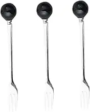 PEPLAYTAL 6pcs Mini Stainless Steel Fork with Ceramic Handle for Cake Ice and Dessert Stylish Black Forks for Coffee and Special Occasions