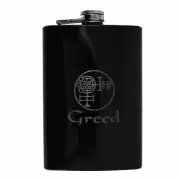 8oz BLACK Seven Deadly Sins GREED Flask