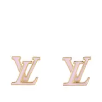 在飛比找ETMall東森購物網優惠-LV LV ICONIC LOGO 金屬及琺瑯針式耳環(粉色