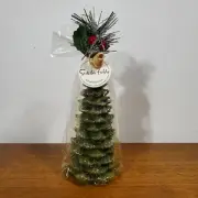 Sur La Table Glitter Frosted Evergreen Christmas Tree Holiday Candle 8"