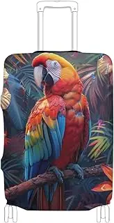 [Joisal] Tropical Forest Parrot Suitcase Protector Cover Tsa Approved Fit 18-32 Inch Luggage Wraps for Suitcase, Tropical Forest Parrot, L 26-28 in