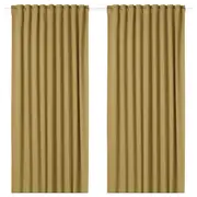 MAJGULL room darkening curtains, 1 pair, beige-yellow/with heading tape, 145x250 cm