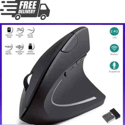 Ergonomic Vertical Wireless Mouse 2.4GHz 6 Buttons Adjustable DPI