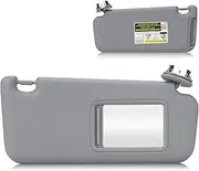 Sun Visor with Vanity Light for 2006-2013 Toyota RAV4, Right Passenger Side Gray Sunvisor Replacement 74310-42452-B2